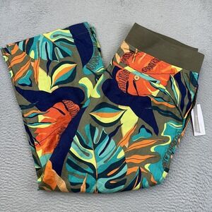 Soft Surroundings Pants‎ Womens 1X Multicolor Linen Ali's Point Tropical Floral